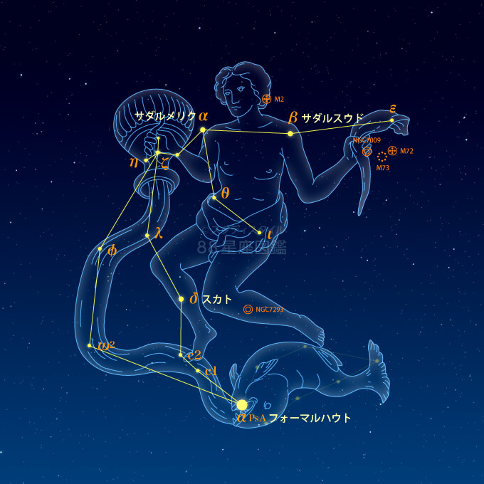 みずがめ座カラー星図 星座図鑑